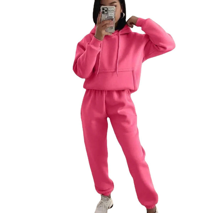 Dam sportig fleece jogging set med huva och elastisk midja Mirla-Eva Jonsson