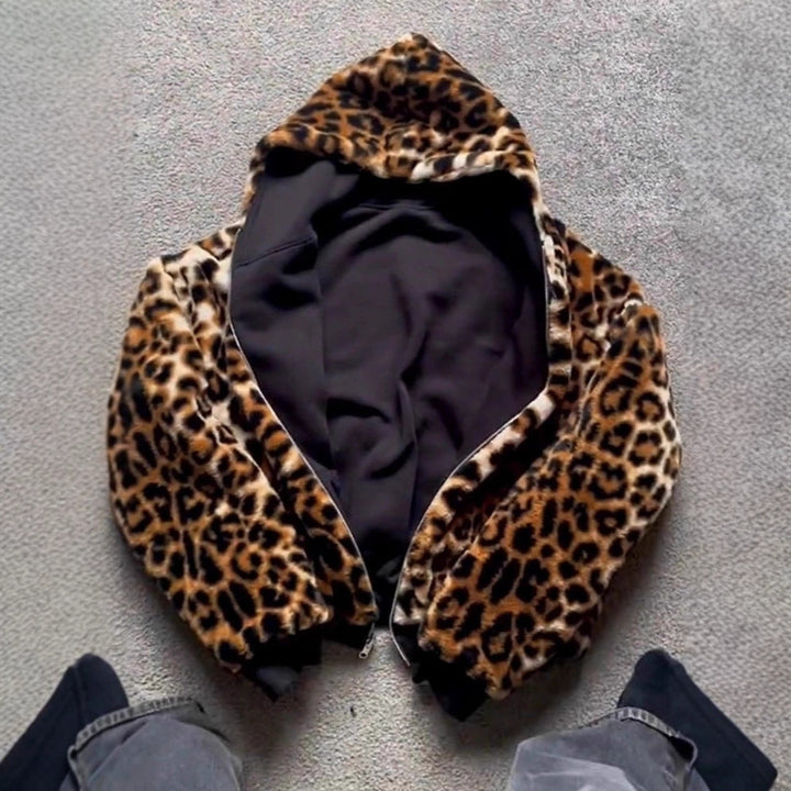 Dam sportig hoodie med leopardfoder Mirla-Eva Jonsson