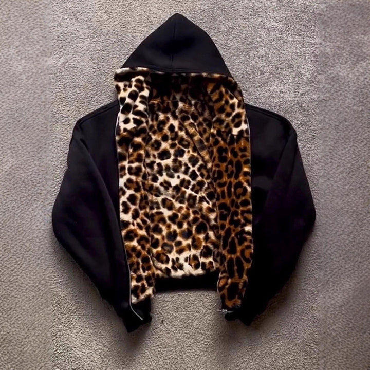 Dam sportig hoodie med leopardfoder Mirla-Eva Jonsson