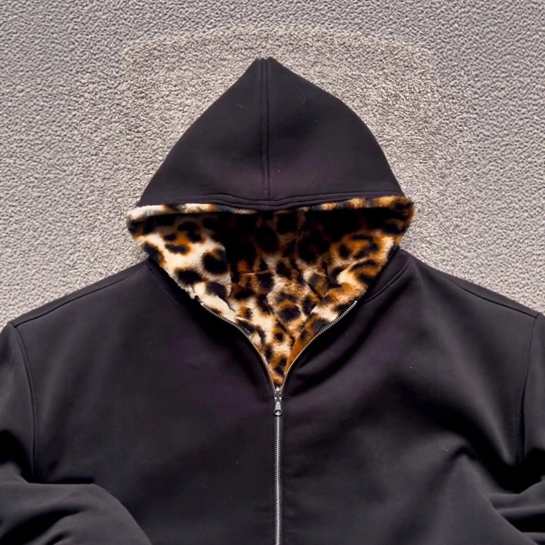 Dam sportig hoodie med leopardfoder Mirla-Eva Jonsson