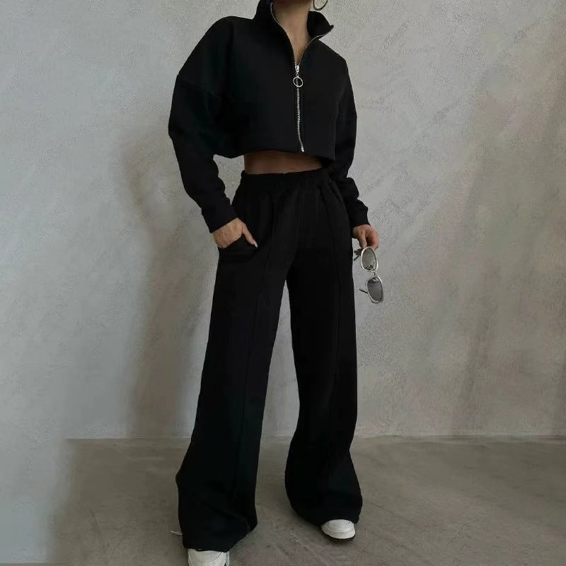 Dam sportig och elegant cropped sweatshirt med hög krage Eva Jonsson-Eva Jonsson