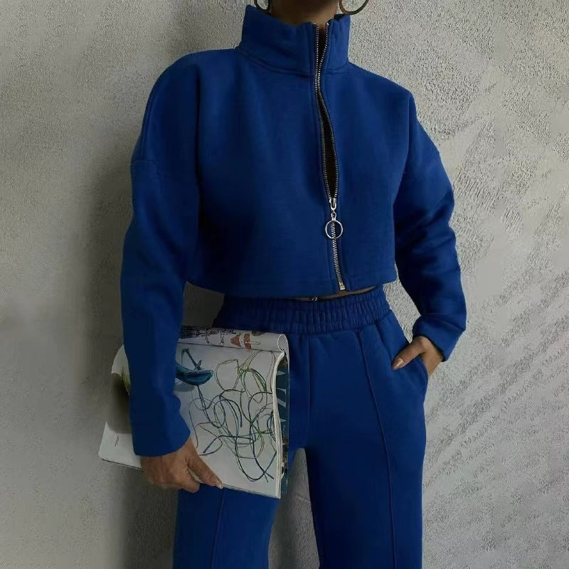 Dam sportig och elegant cropped sweatshirt med hög krage Eva Jonsson-Eva Jonsson