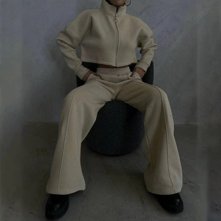 Dam sportig och elegant cropped sweatshirt med hög krage Eva Jonsson-Eva Jonsson