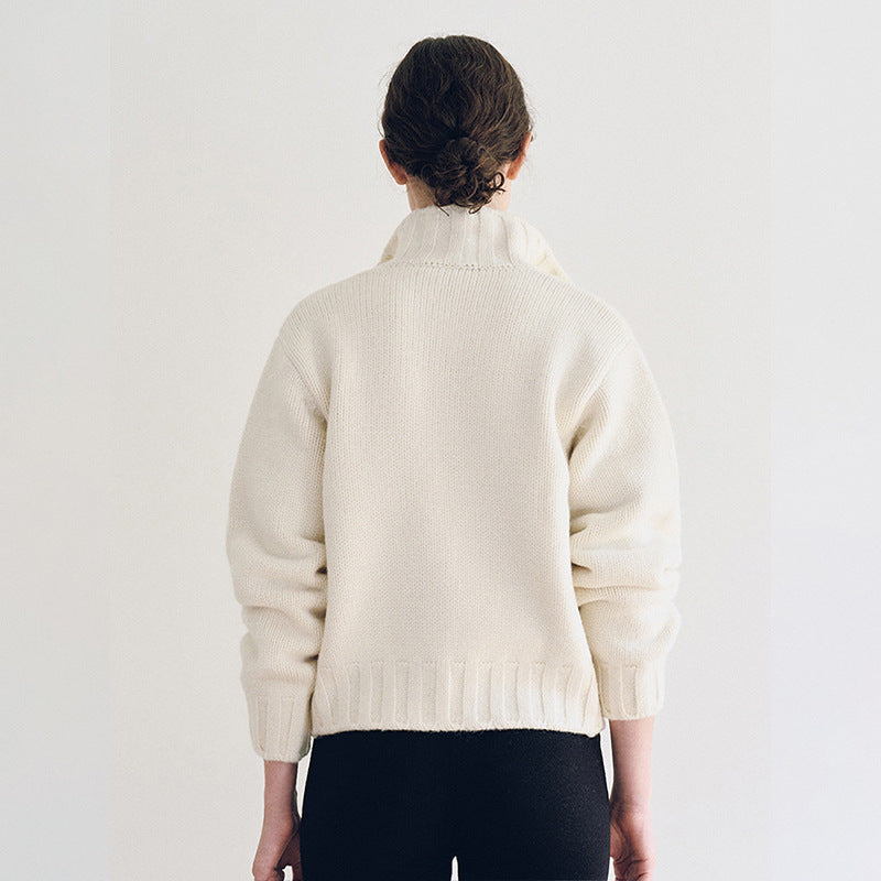 Dam sportig stickad cardigan med krage Mirla-Eva Jonsson