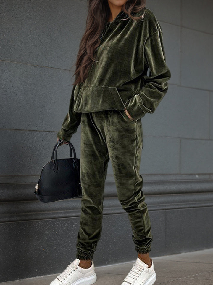 Dam sporty fleece set med hoodie och elastisk midja Mirla-Eva Jonsson