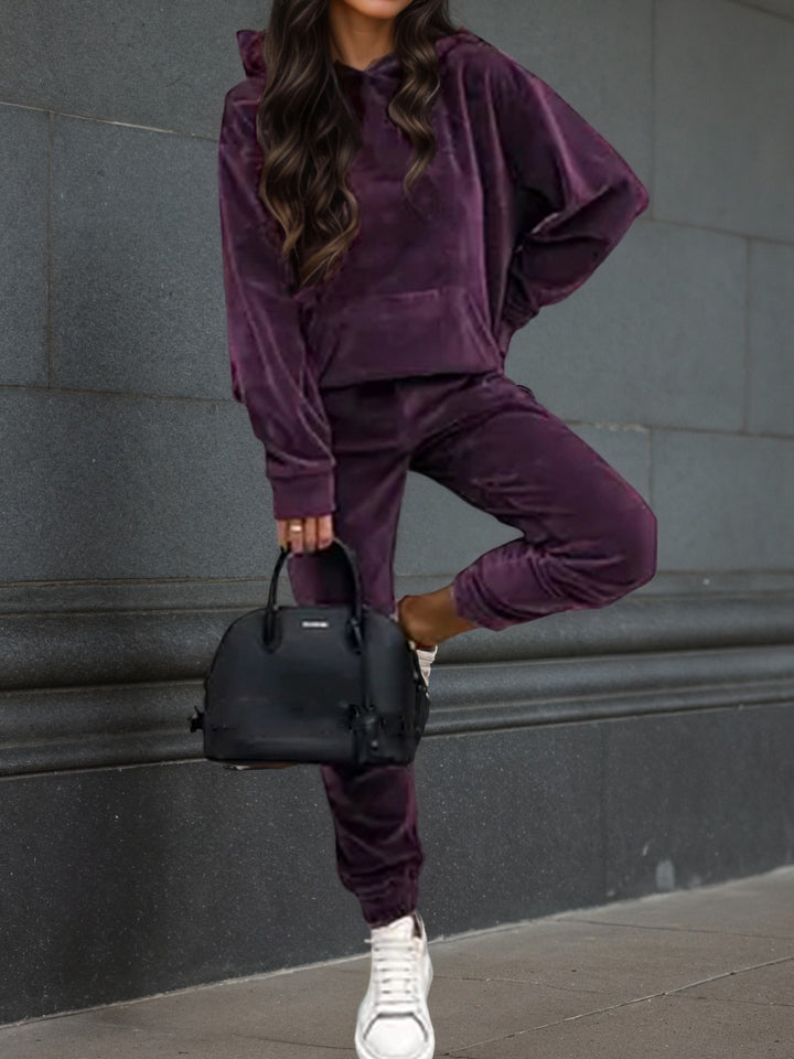 Dam sporty fleece set med hoodie och elastisk midja Mirla-Eva Jonsson