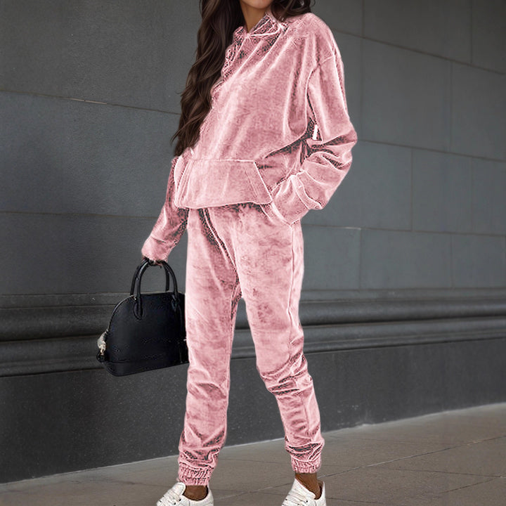 Dam sporty fleece set med hoodie och elastisk midja Mirla-Eva Jonsson
