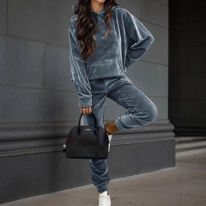 Dam sporty fleece set med hoodie och elastisk midja Mirla-Eva Jonsson