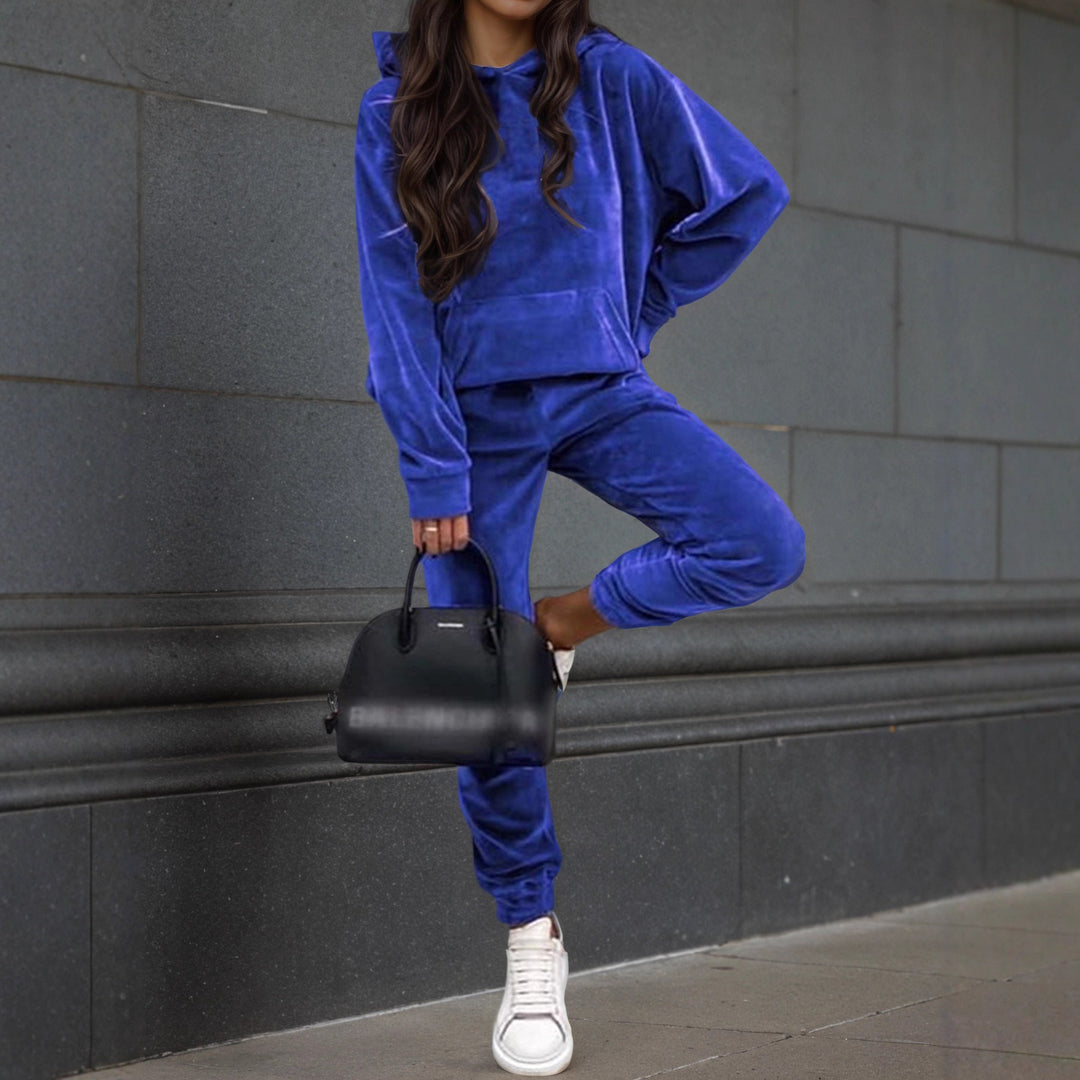 Dam sporty fleece set med hoodie och elastisk midja Mirla-Eva Jonsson