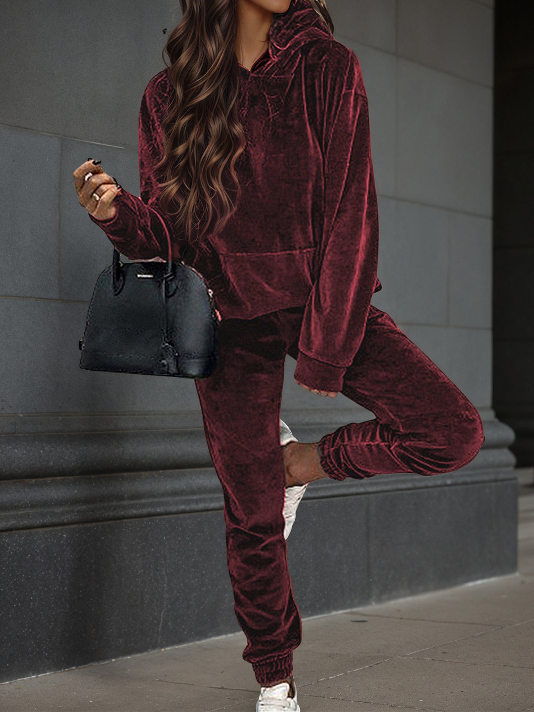 Dam sporty fleece set med hoodie och elastisk midja Mirla-Eva Jonsson