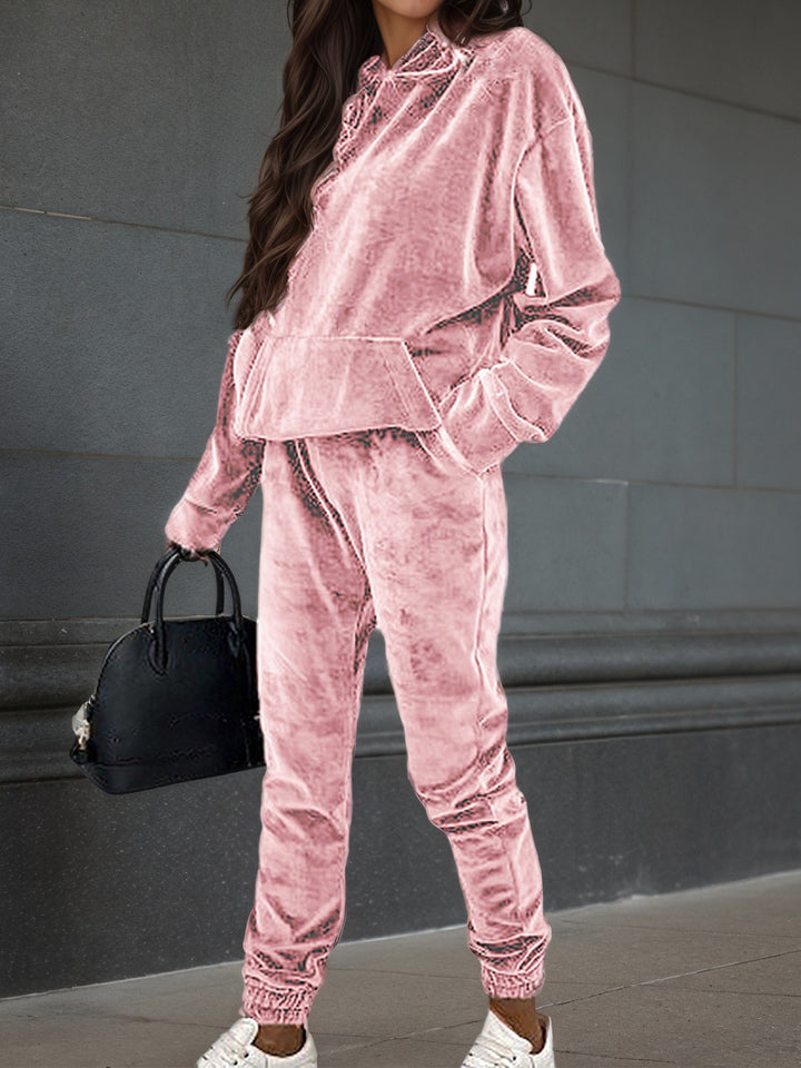 Dam sporty fleece set med hoodie och elastisk midja Mirla-Eva Jonsson