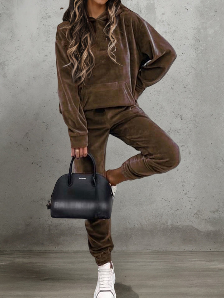 Dam sporty fleece set med hoodie och elastisk midja Mirla-Eva Jonsson