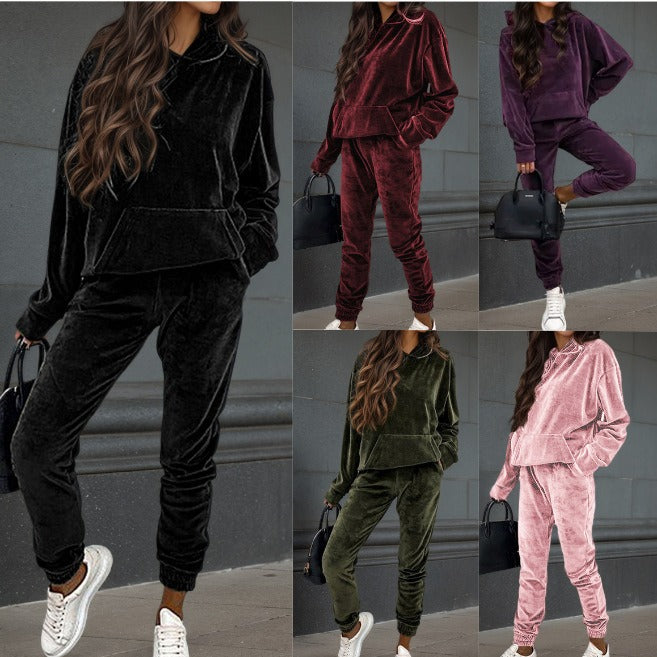 Dam sporty fleece set med hoodie och elastisk midja Mirla-Eva Jonsson