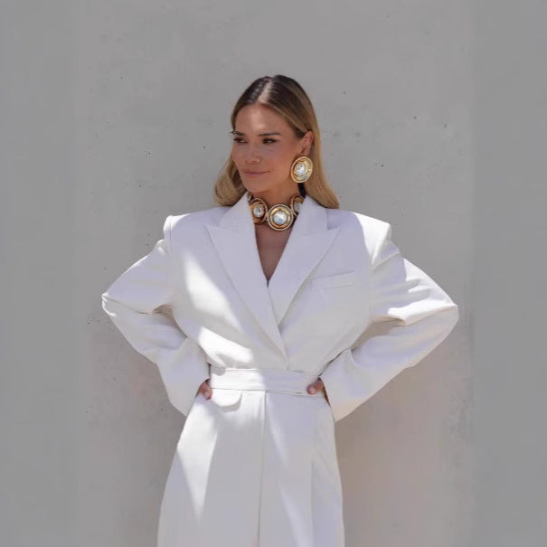 Dam stor blazer med figursydd bälte Eva Jonsson-Eva Jonsson