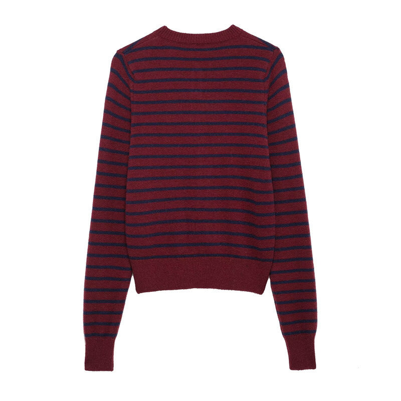 Dam striped cardigan with golden buttons and fashionable cut Mirla-Eva Jonsson