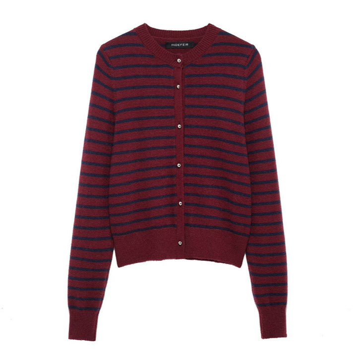 Dam striped cardigan with golden buttons and fashionable cut Mirla-Eva Jonsson