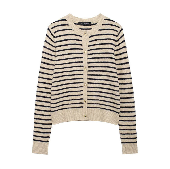 Dam striped cardigan with golden buttons and fashionable cut Mirla-Eva Jonsson