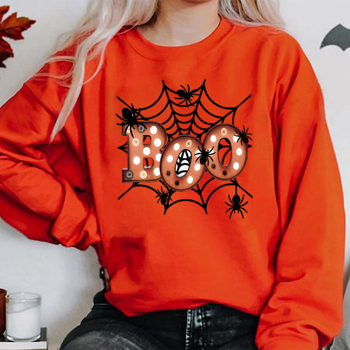 Dam sweatshirt med kreativ Halloween spindelnätsdesign Mirla-Eva Jonsson