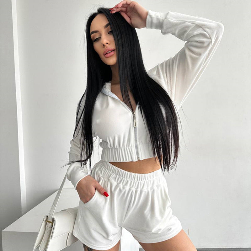 Dam sweatshirts och shorts set med hög krage och dragsko Mirla-Eva Jonsson