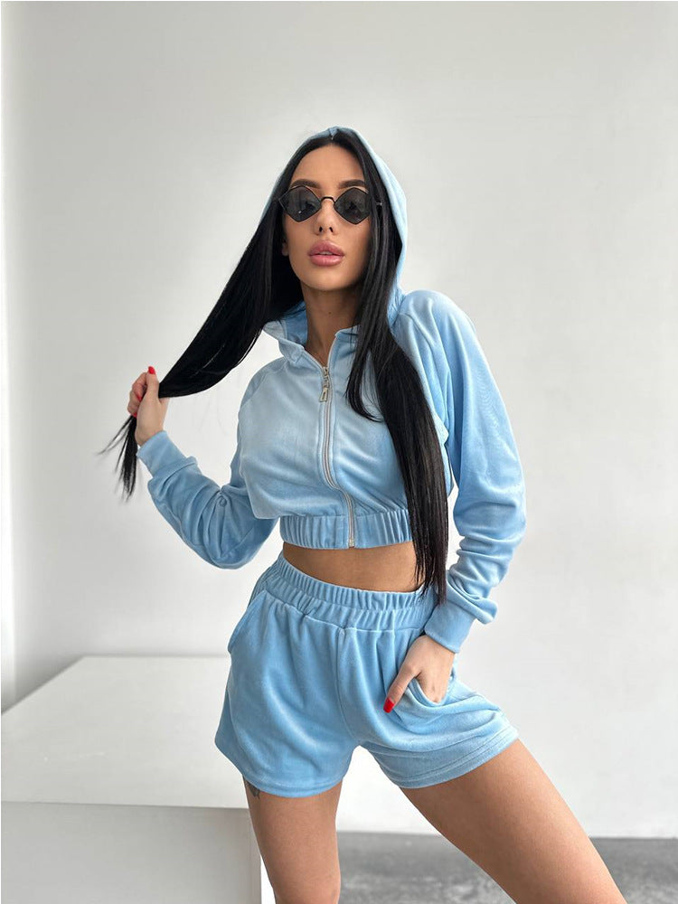 Dam sweatshirts och shorts set med hög krage och dragsko Mirla-Eva Jonsson