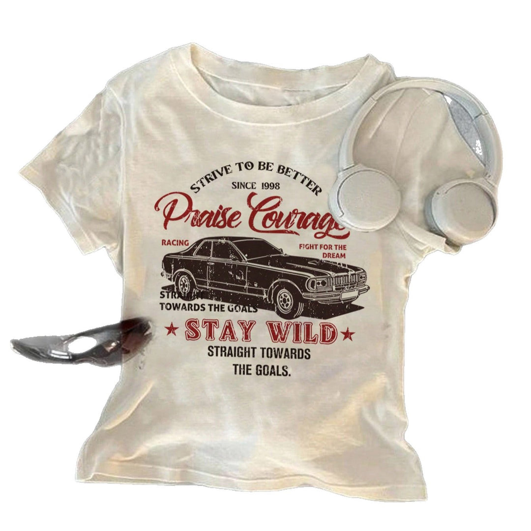 Dam t-shirt med kreativ tryck och avslappnad passform Mirla-Eva Jonsson