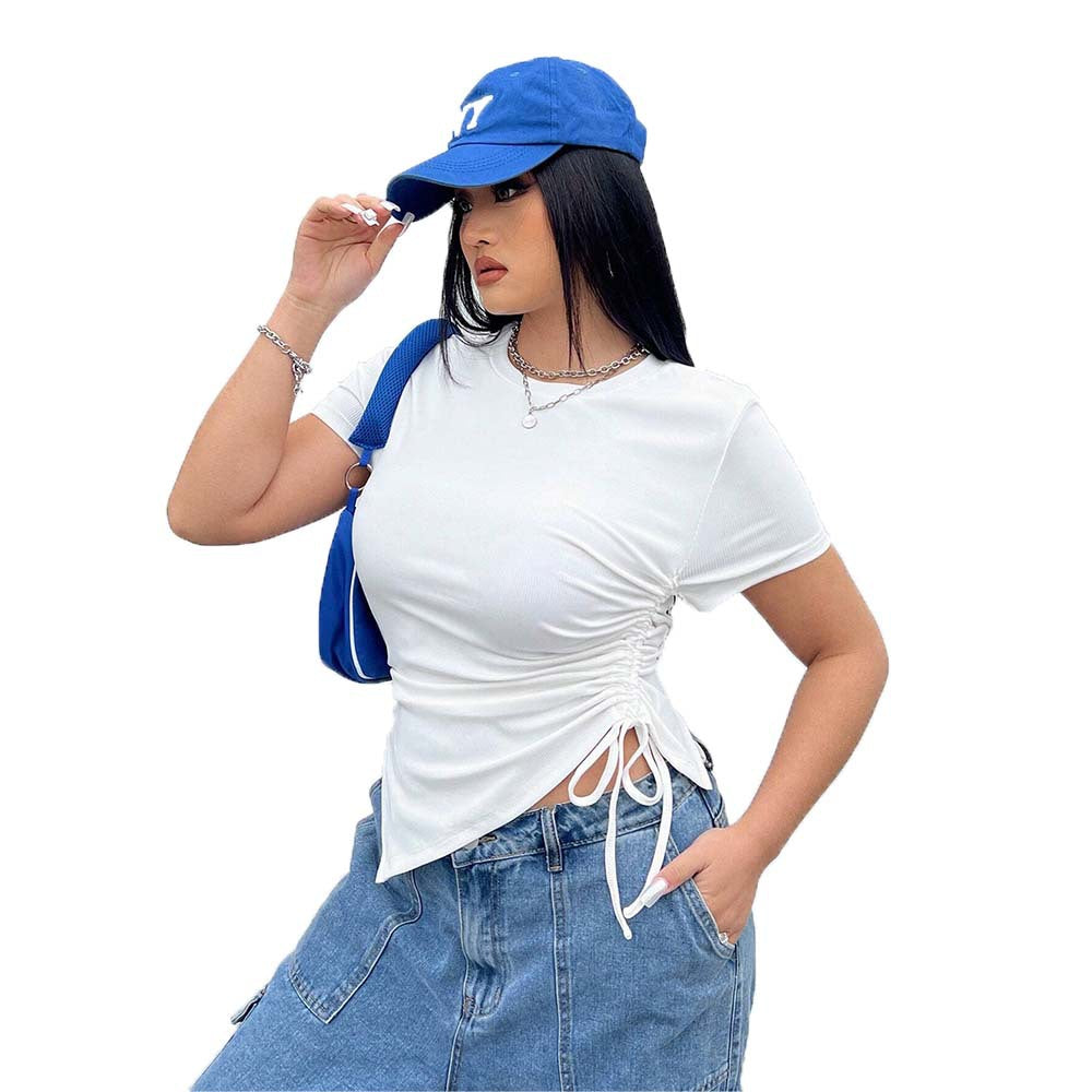 Dam t-shirt med sidoredskap och asymmetrisk skärning Mirla-Eva Jonsson