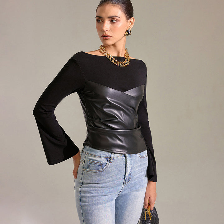 Dam tops with unique wrap design and elegant trumpet sleeves Mirla-Eva Jonsson