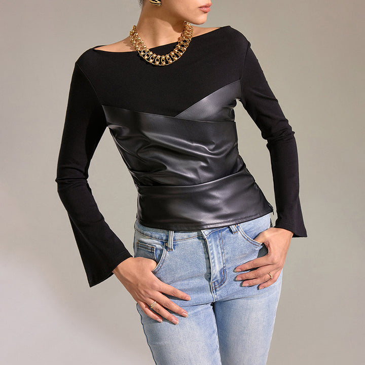 Dam tops with unique wrap design and elegant trumpet sleeves Mirla-Eva Jonsson