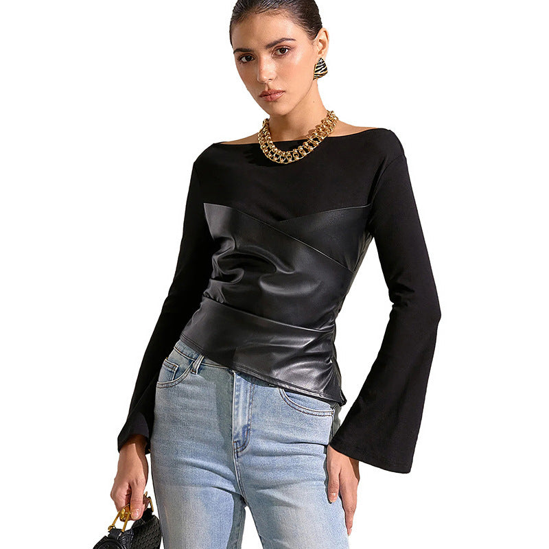 Dam tops with unique wrap design and elegant trumpet sleeves Mirla-Eva Jonsson