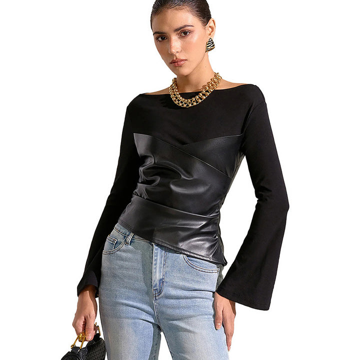 Dam tops with unique wrap design and elegant trumpet sleeves Mirla-Eva Jonsson