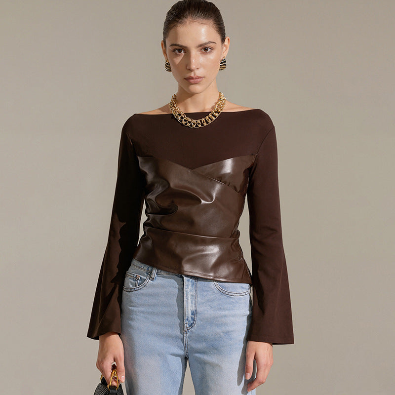 Dam tops with unique wrap design and elegant trumpet sleeves Mirla-Eva Jonsson