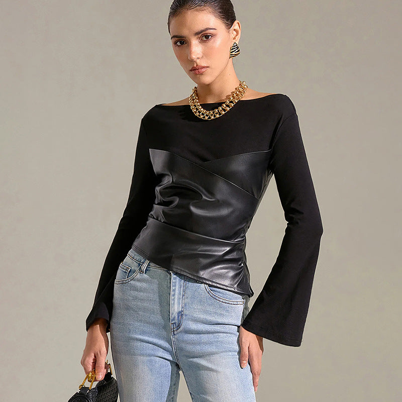 Dam tops with unique wrap design and elegant trumpet sleeves Mirla-Eva Jonsson