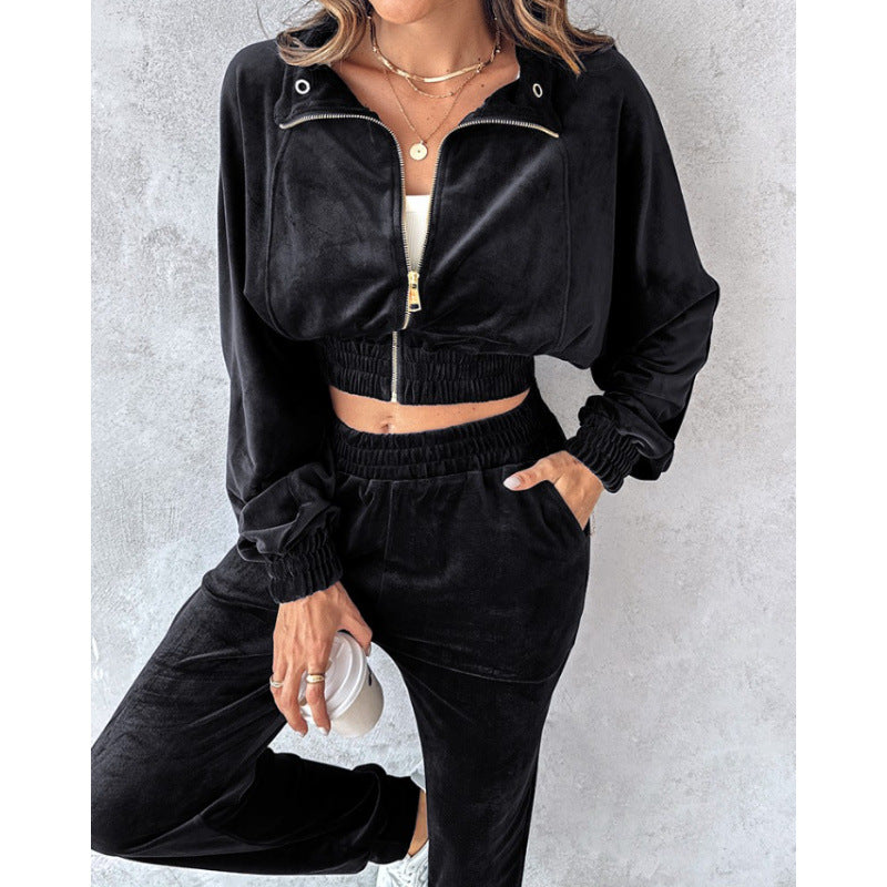 Dam träningsdräkt med cropped jacka och elastisk midja Mirla-Eva Jonsson