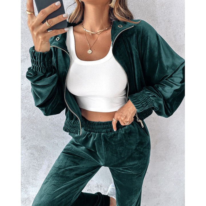 Dam träningsdräkt med cropped jacka och elastisk midja Mirla-Eva Jonsson