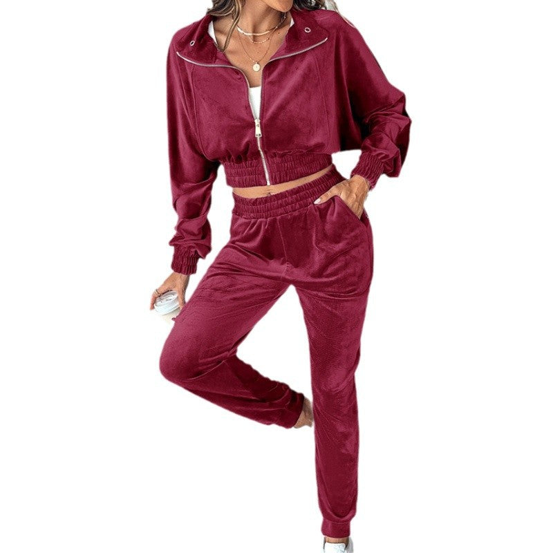Dam träningsdräkt med cropped jacka och elastisk midja Mirla-Eva Jonsson