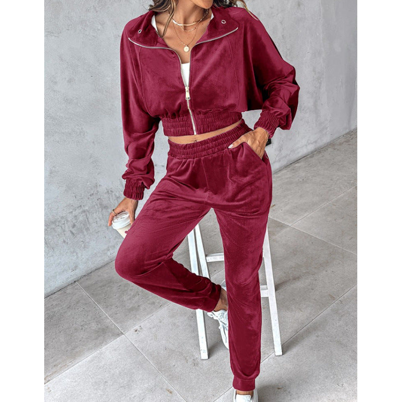 Dam träningsdräkt med cropped jacka och elastisk midja Mirla-Eva Jonsson