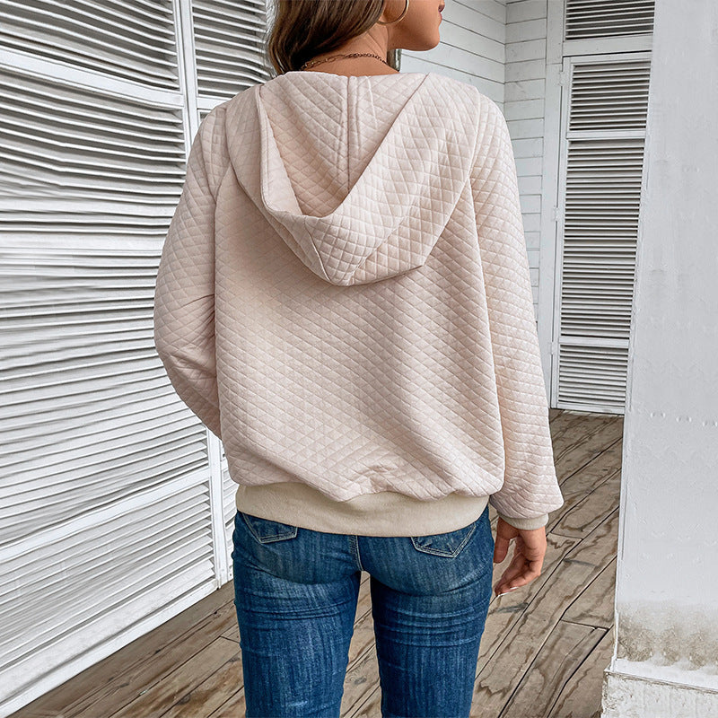 Dam trendy zip sweatshirt med dragkedja och pikémönster Mirla-Eva Jonsson