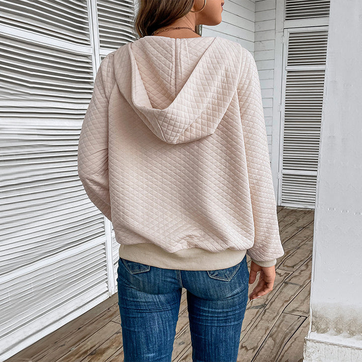 Dam trendy zip sweatshirt med dragkedja och pikémönster Mirla-Eva Jonsson