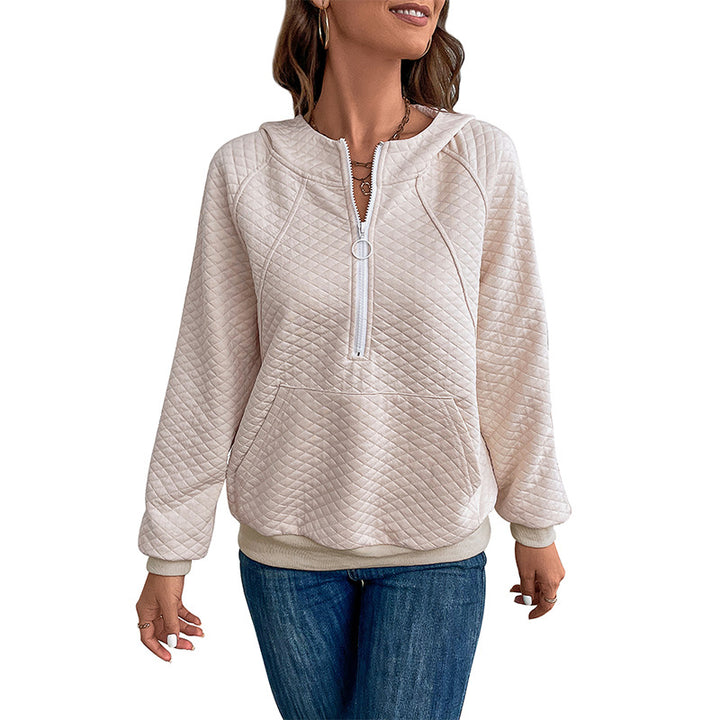 Dam trendy zip sweatshirt med dragkedja och pikémönster Mirla-Eva Jonsson