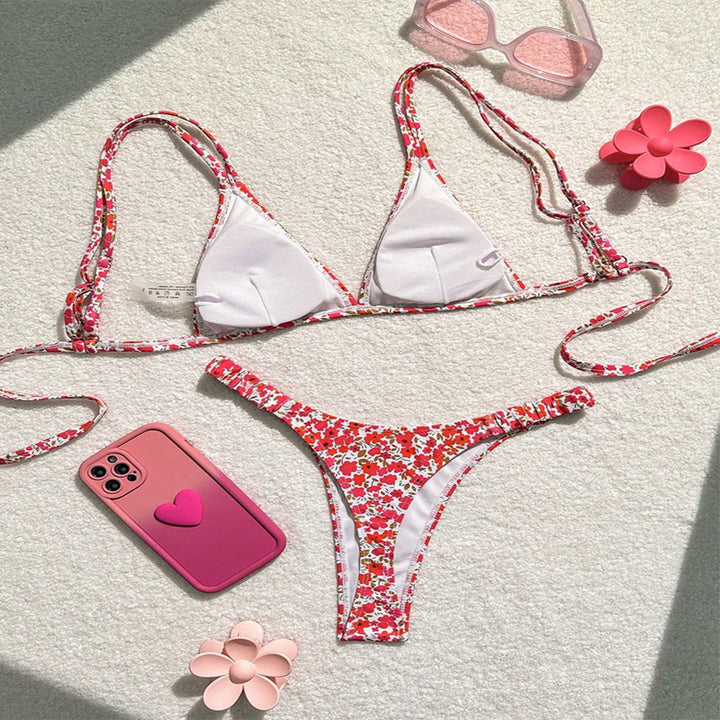 Dam triangulär bikini med blommönster och justerbara band Mirla 1778573308-Eva Jonsson