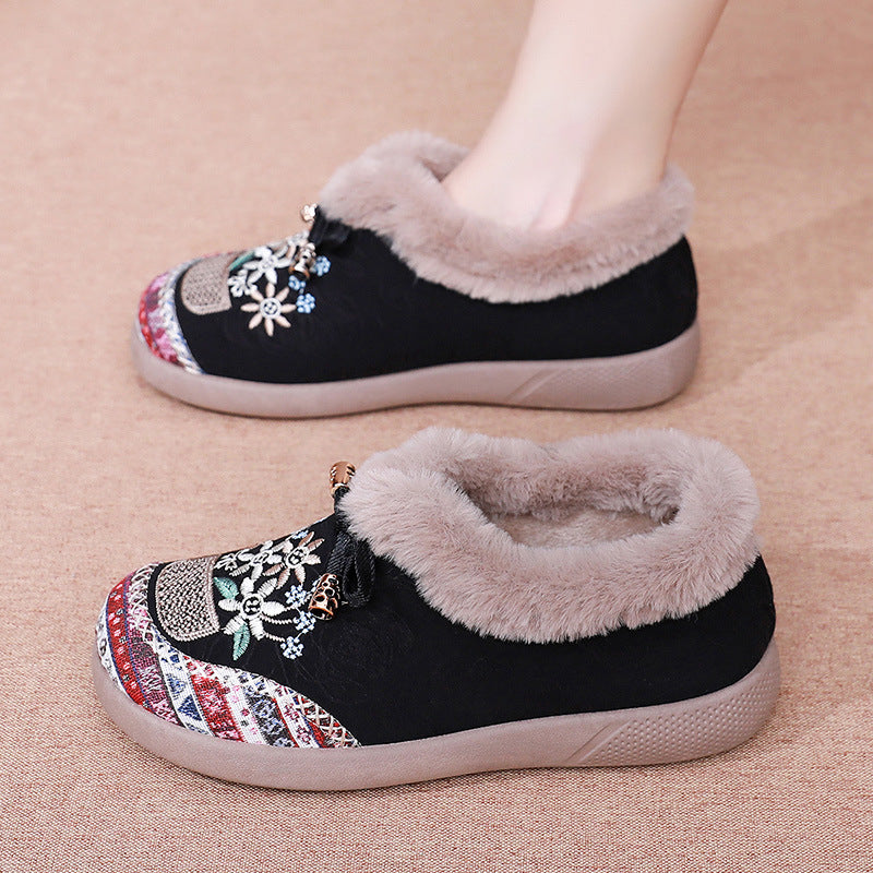 Dam värmeisolerade tofflor med blommönster broderi Eva Jonsson-Eva Jonsson