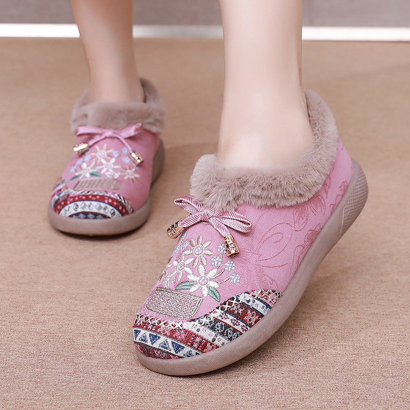 Dam värmeisolerade tofflor med blommönster broderi Eva Jonsson-Eva Jonsson