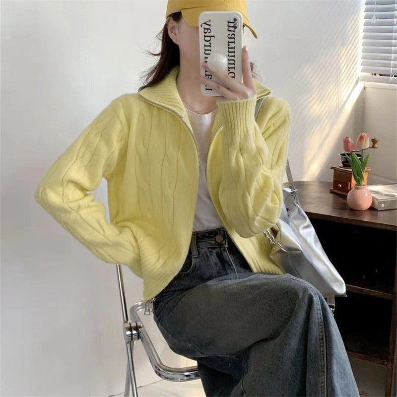Dam zip cardigan med dragsko Mirla-Eva Jonsson