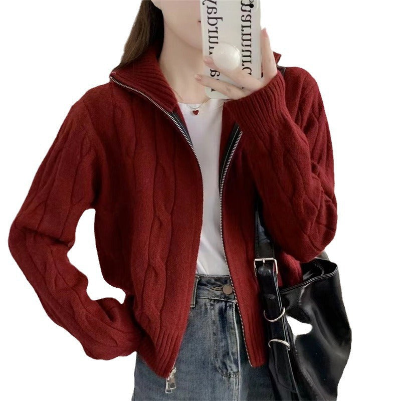 Dam zip cardigan med dragsko Mirla-Eva Jonsson