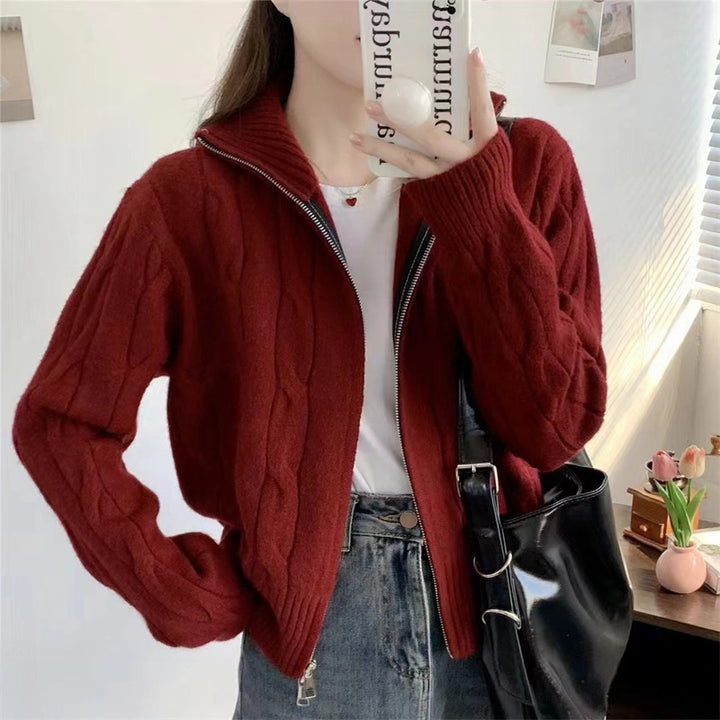 Dam zip cardigan med dragsko Mirla-Eva Jonsson