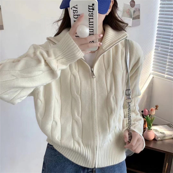 Dam zip cardigan med dragsko Mirla-Eva Jonsson