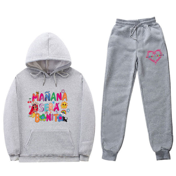 DamSweatshirt och Joggingbyxor Set med Färgglad Tryck Mirla-Eva Jonsson
