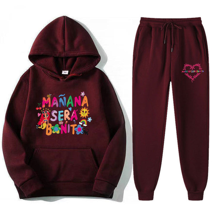 DamSweatshirt och Joggingbyxor Set med Färgglad Tryck Mirla-Eva Jonsson