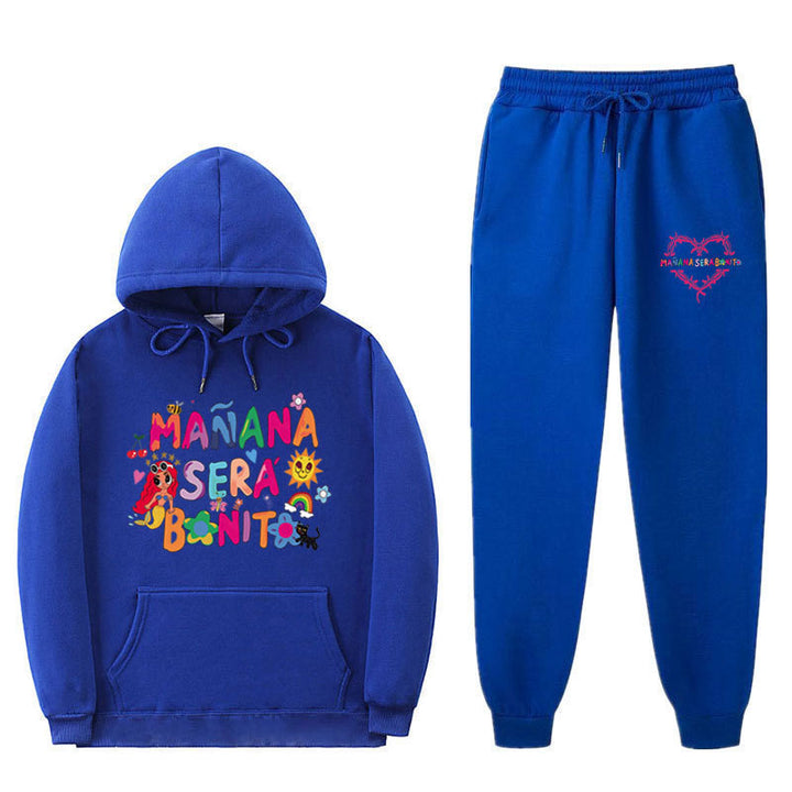 DamSweatshirt och Joggingbyxor Set med Färgglad Tryck Mirla-Eva Jonsson
