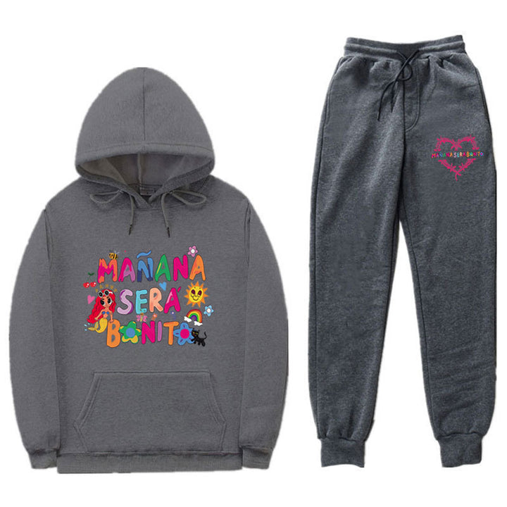 DamSweatshirt och Joggingbyxor Set med Färgglad Tryck Mirla-Eva Jonsson
